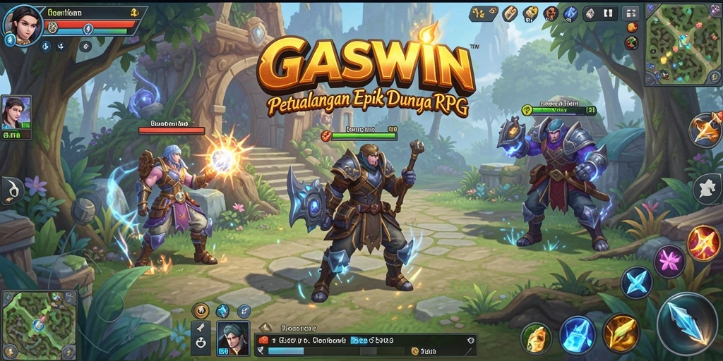 Screenshot menunjukkan aksi bertarung epik dalam GASWIN.
