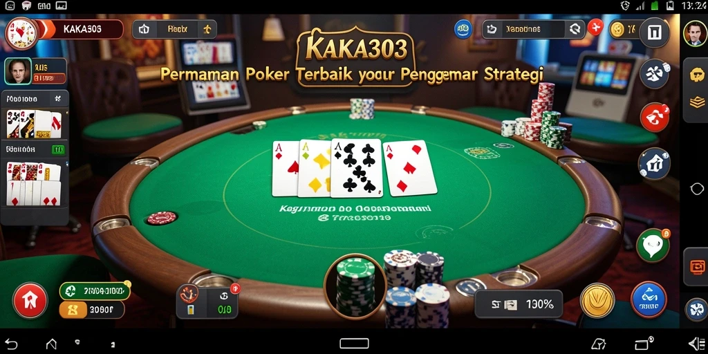 Tampilan gameplay Poker yang mendebarkan dan interaktif.