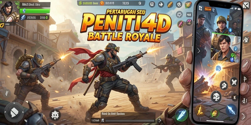 Screenshot gameplay PENITI4D yang mendebarkan di arena Battle Royale.