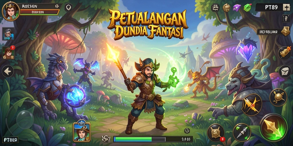 Tangkapan layar dari gameplay seru PT89 menunjukkan keindahan dunia petualangan.