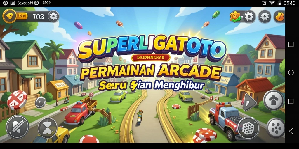 Tangkapan layar SUPERLIGATOTO menampilkan aksi penuh warna dalam gameplay Arcade.