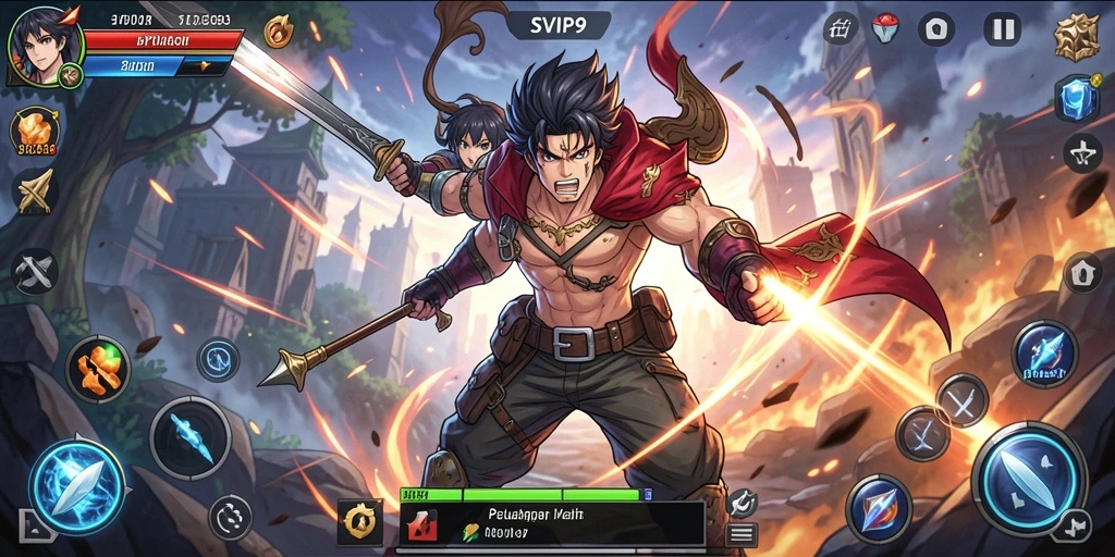 Tampilan pertarungan epik dalam game Anime SVIP9.