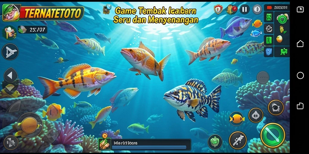 Tampilan screenshot utama TERNATETOTO menunjukkan aksi seru dalam menembak ikan.